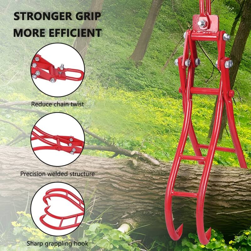 28" Log Lifting Tongs With 1 Pair Gloves Heavy Duty 4 Claws Felled